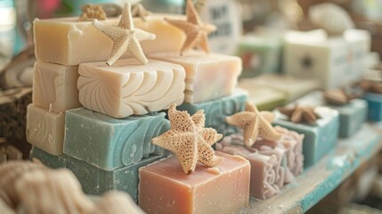 A selection of local handmade soaps and lotions scented with refreshing ocean fragrances.