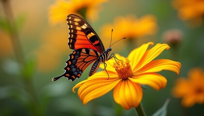 Obraz premium Butterflys delicate dance with natures vibrant bloom