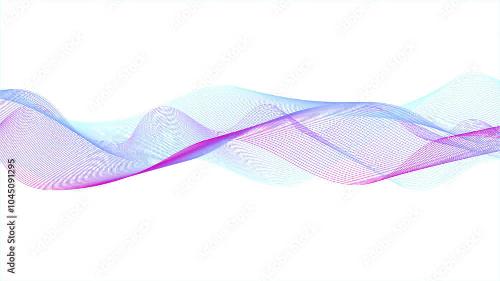 Wall mural abstract blue purple gradient flowing wave lines on white background. modern colorful wavy lines pat