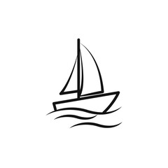 Sailboat icon Isolated flat vector in outline