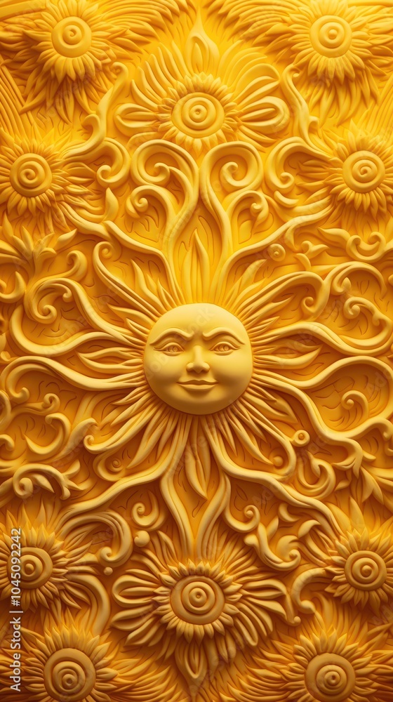 Aufkleber sun bas relief pattern art representation architecture.