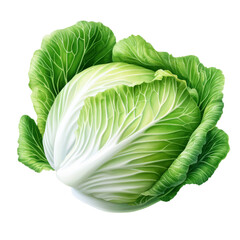 Fototapeta premium Fresh, vibrant green cabbage, on a transparent background.