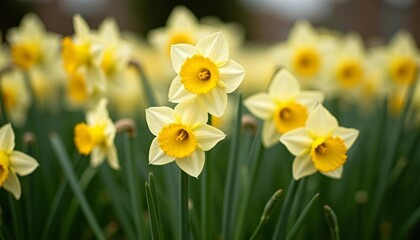 Fototapeta premium Blooming with joy A field of vibrant yellow daffodils