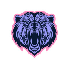 Roaring Bear Head Illustration