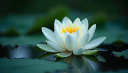  Elegance in bloom  A single white lotus flower