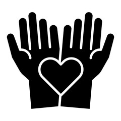 Vector icon of Handmade. A pair of hands with a heart symbolizing artisanal craftsmanship and handmade products. Ideal for promoting handcrafted goods and sustainable brands.