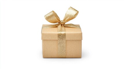 Obraz premium This elegant gold gift box with a shimmering ribbon is perfect for celebrating birthdays, holidays, or special moments