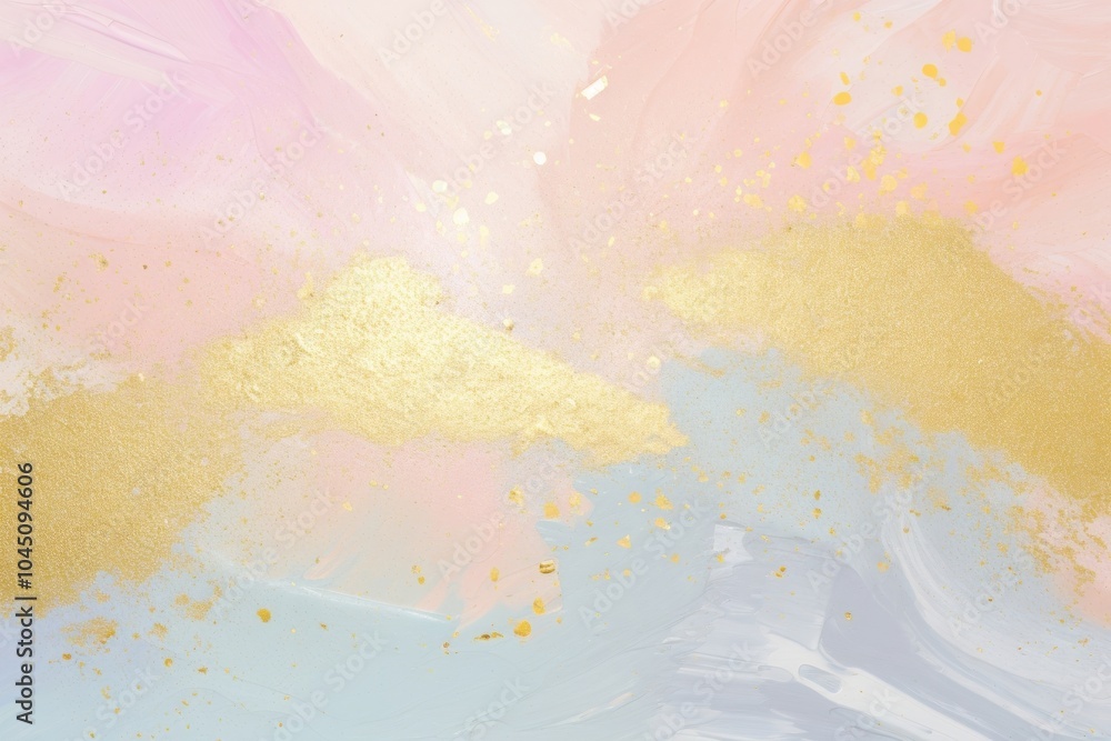 Poster Pastel holographic color with gold glitter backgrounds paint splattered. Image .