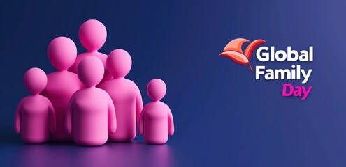 Global family day celebration concept on blue background