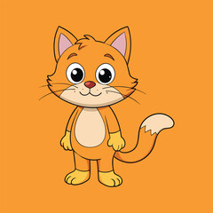 Vector little cute cat cartoon character. Cat Cartoon Vector Illustration
