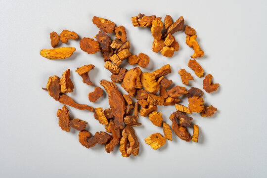 top view herb MiBaiBu or Stemonae Radix or Japanese Stemona Root Stir-frying with Honey