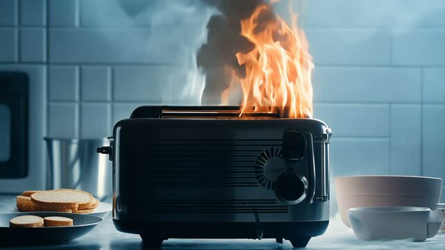 Kitchen Fire Hazard Alert When Toasting Goes Terribly Wrong, Stay Cautious and Safe