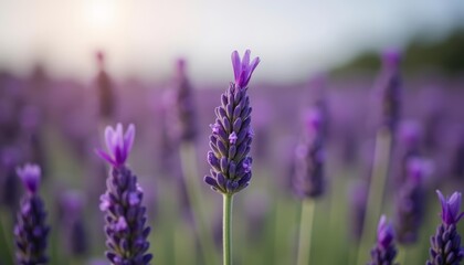 Naklejka premium Purple fields of lavender a serene summer scene