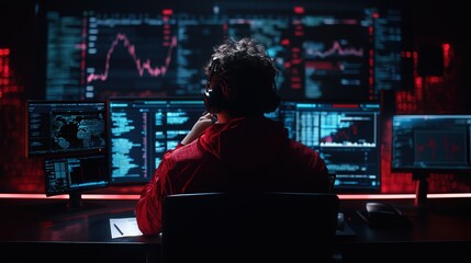 Fototapeta premium Exploring the Intricacies of Data Analysis in a High-Tech Cybersecurity Environment