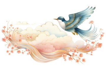 Cloud with bird art hummingbird creativity.