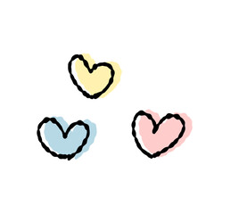 手書きのハートのイラスト　ベクター
