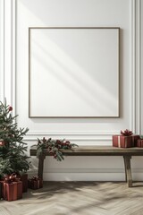 Winter Holiday Frame Mockup with Christmas Decorations