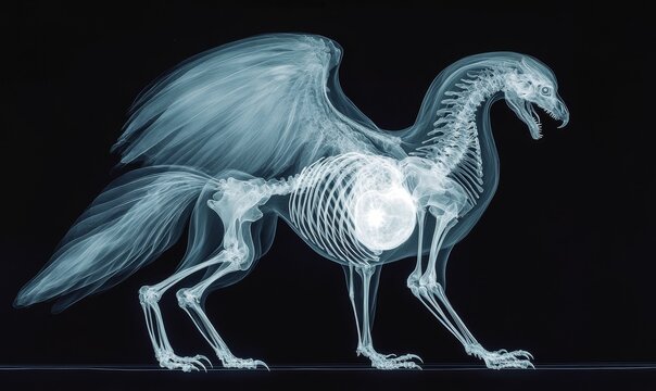 recommend clip art: X-ray image of a griffin skeleton.