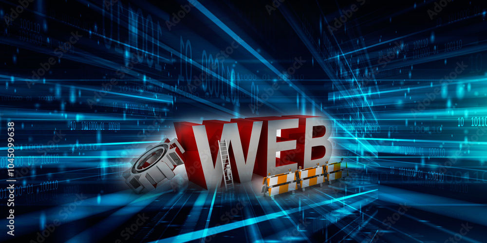 Poster 3d rendering world wide web