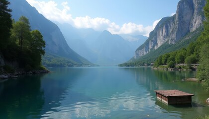  Tranquil mountain lake serene escape
