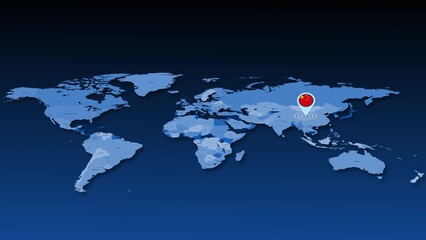 China flag icon GPS location tracking on earth map