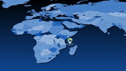 Comoros flag icon GPS location tracking on earth map
