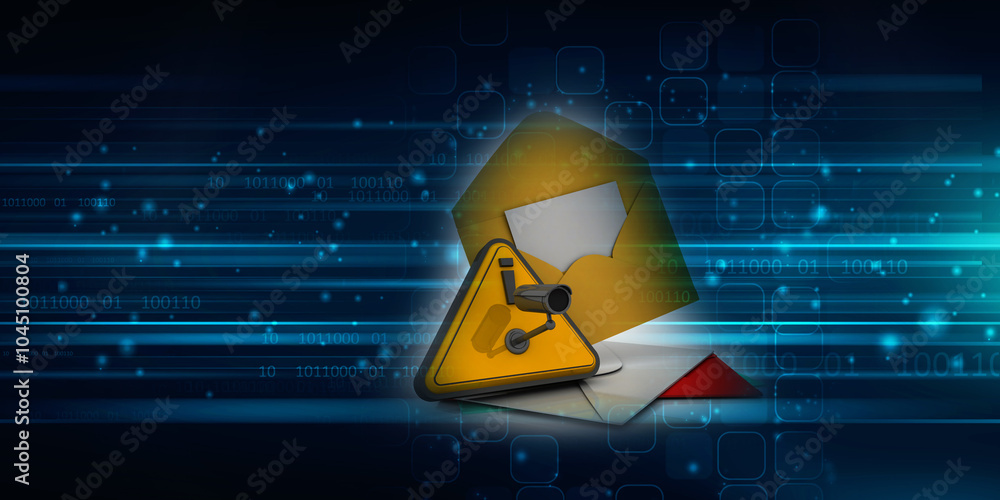 Poster 3d rendering envelope network secured cctv camera