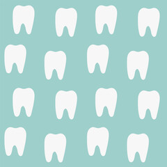 Seamless pattern with white teeth. Dental seamless pattern. Background wallpaper.