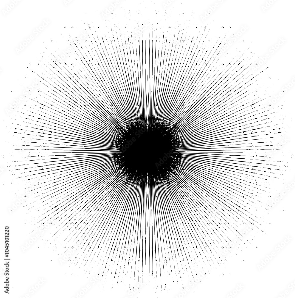 Poster circular starburst explosion texture. distressed uneven grunge background. abstract vector illustrat