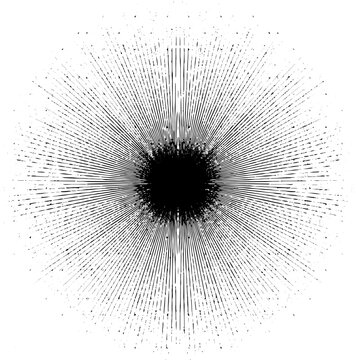 Circular starburst explosion texture. Distressed uneven grunge background. Abstract vector illustration. Overlay to create interesting effect and depth. Isolated on white background.