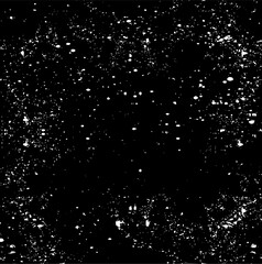 Snow, stars, twinkling lights, rain drops on black background. Abstract vector noise. Small particles of debris and dust. Distressed uneven grunge texture overlay.