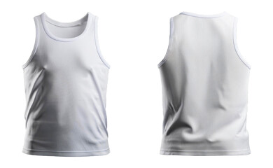 White men's tank top mockup - front and back view on transparent background.