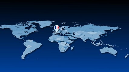 France location tracking on earth map