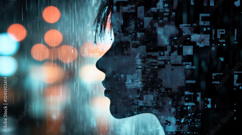 Aufkleber Exploring the intersection of digital identity and human emotion in a technologically driven world