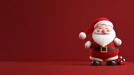 Obraz premium A red background with a cartoon character of Santa Claus standing in front of it