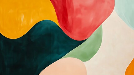 Organic abstract shapes in bright colors with a minimalist design for HD backgrounds