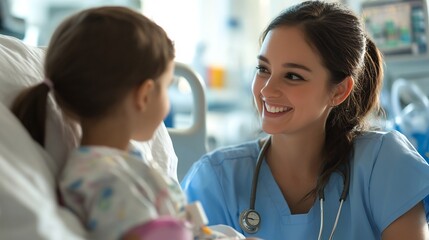 Pediatric critical care nurse managing child in the ICU