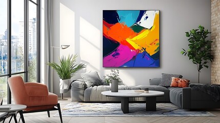 Abstract art creation with flowing shapes in vibrant minimalist design