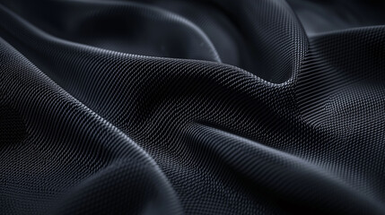 Naklejka premium Black Woven Fabric Texture with Elegant Ripples