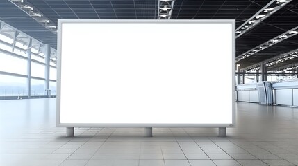 Empty Billboard in Modern Airport Terminal Setting