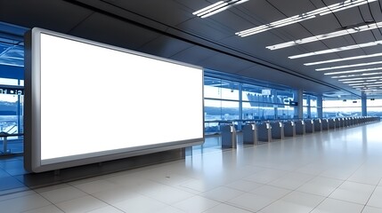 Empty Advertising Space in Modern Airport Terminal