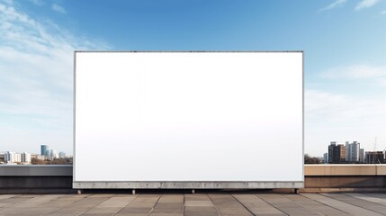 Blank Billboard Against City Skyline Background