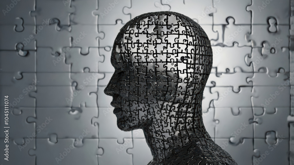 Poster image features human head silhouette made of puzzle pieces, symbolizing mental clarity and complexit