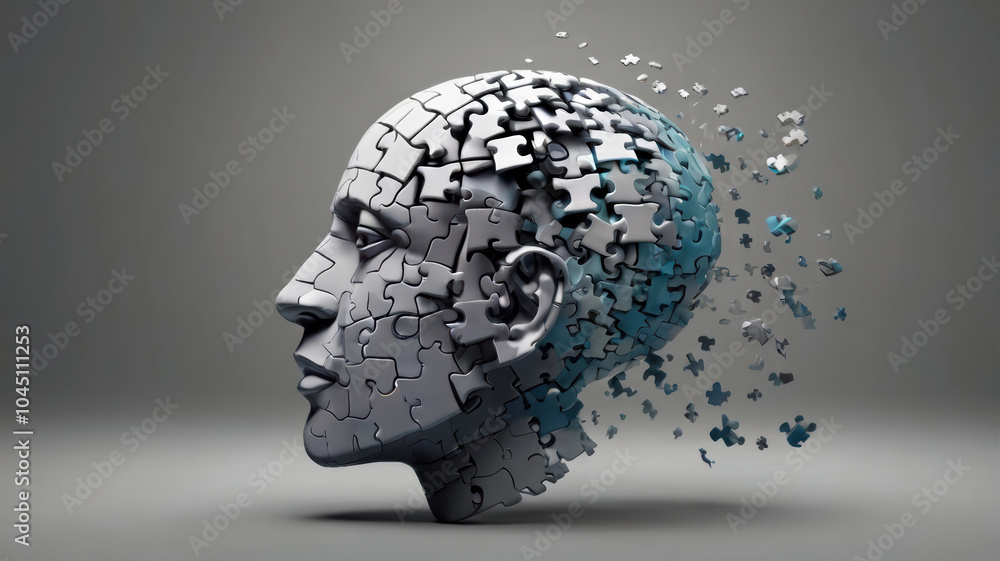 Poster image depicts abstract concept of human head made of puzzle pieces, symbolizing complexity of mind a