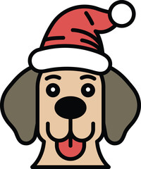 A cartoon dog with a red hat on its head