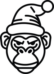 A cartoon of a gorilla wearing a santa hat