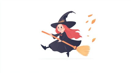 Cartoon character of witch. Halloween decoration elements.