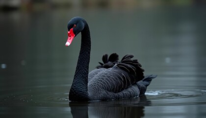 Fototapeta premium Peaceful moment in nature with a majestic black swan