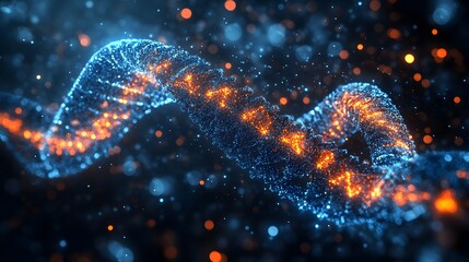 Colorful Abstract DNA Structure with Glowing Particles