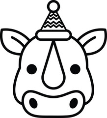 A rhino with a hat on its head